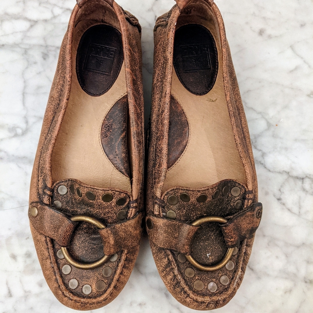 Frye Leather Reagen Moto Ring Loafers 7.5
